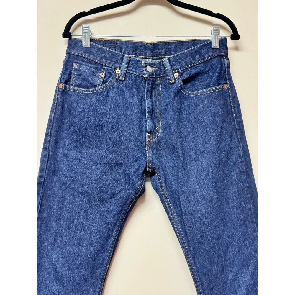 LEVI'S 505 Regular Fit Straight Leg Jeans, Dark Wash, Zip Fly, 29 x 30